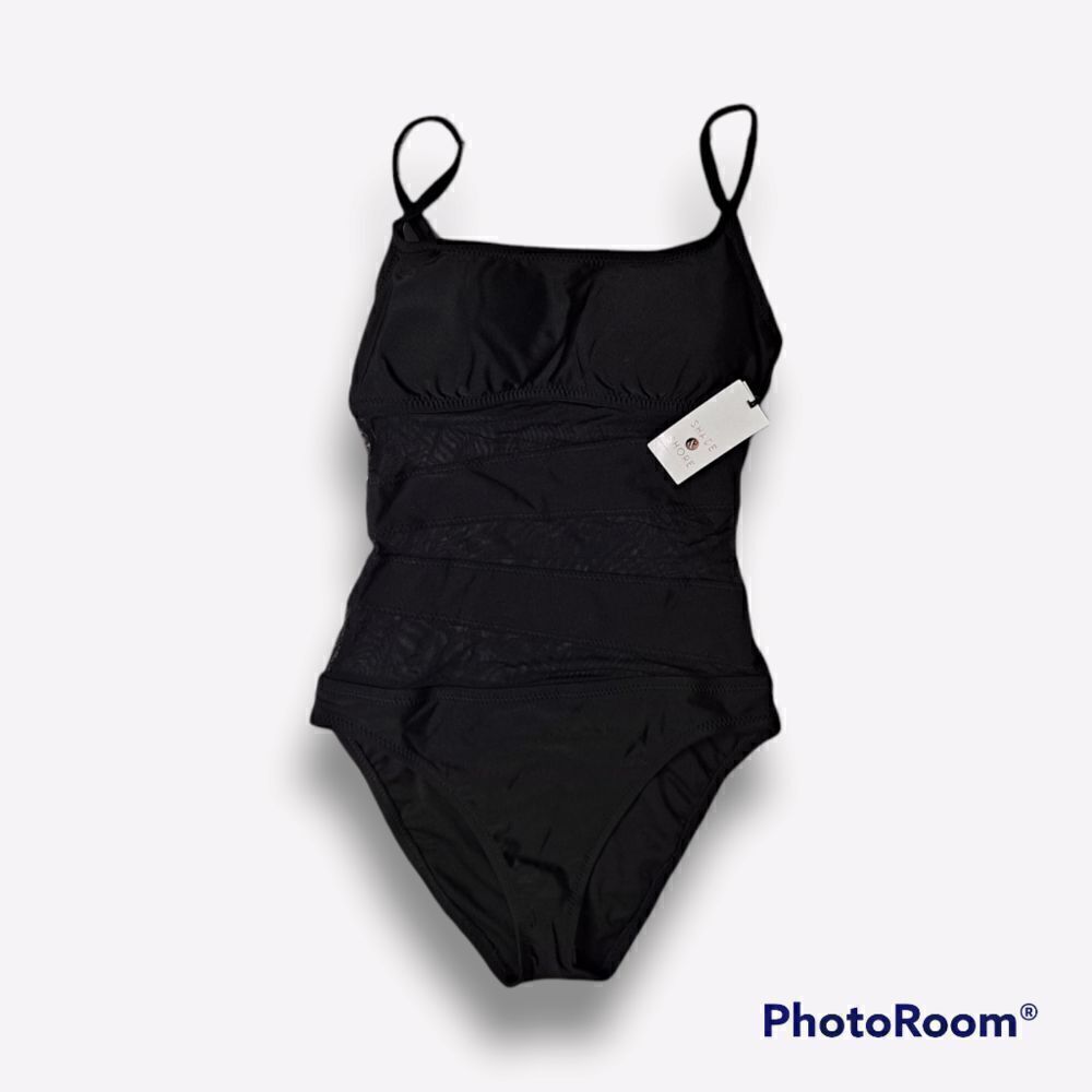 Shade and Shore One Piece Swimsuit Black Small Long